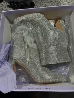 Silver Glitter Ankle Boots
